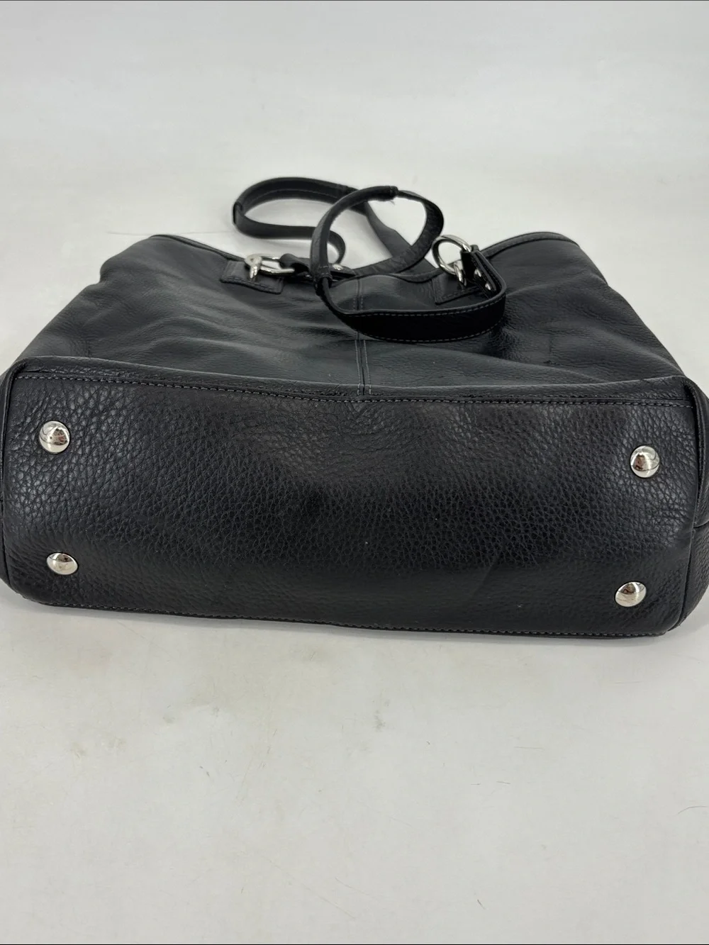 Coach Penelope Black Pebbled Leather‎ Shoulder Tote with Daisy Charm